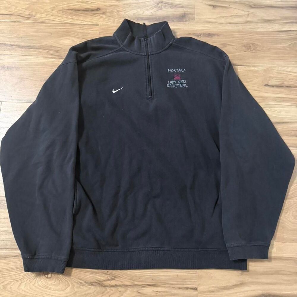 Y2K 00s Nike Montana Grizzlies black quarter zip sweatshirt Swoosh Size XL
